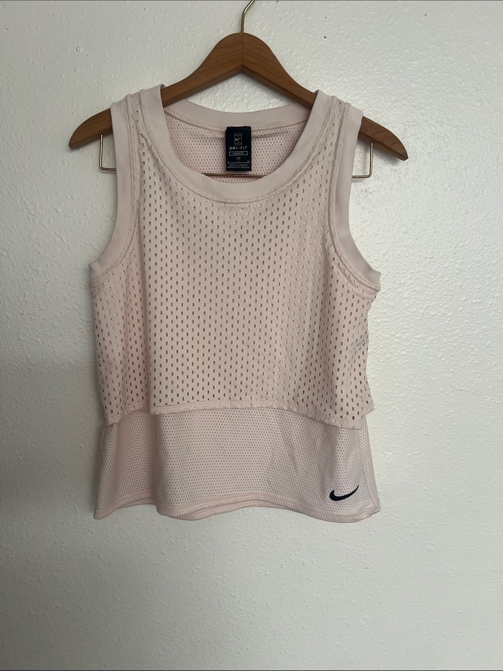 Nike Light Pink Layered Mesh Athletic Tank